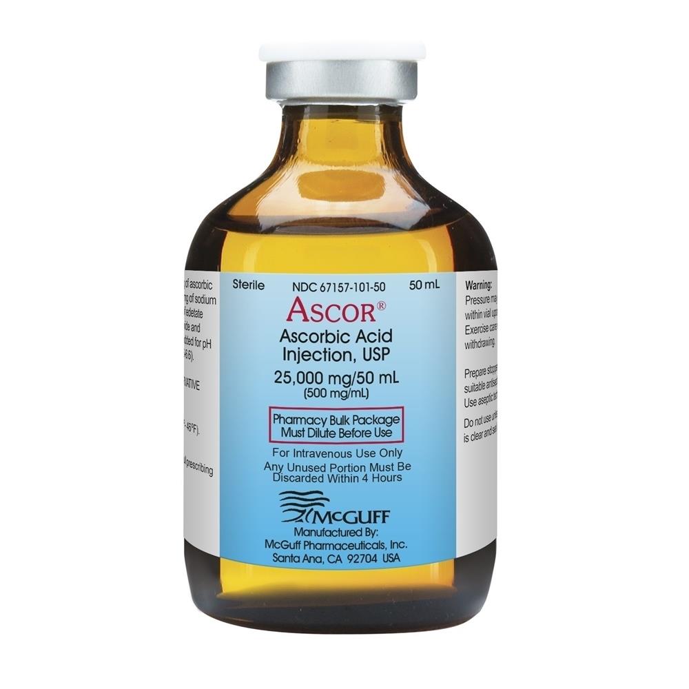 ASCOR® (Ascorbic Acid Injection, USP), 500mg/mL, 50mL Vial - 25/Tray